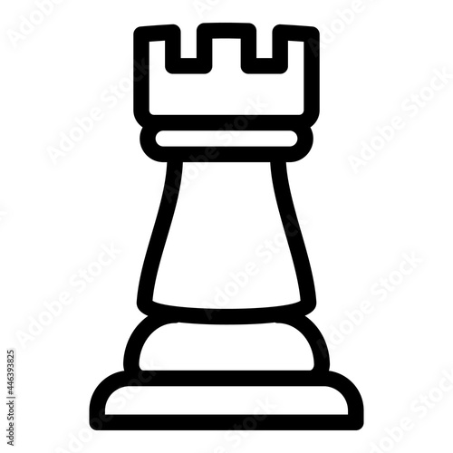 Chess rook piece icon. Outline chess rook piece vector icon for web design isolated on white background