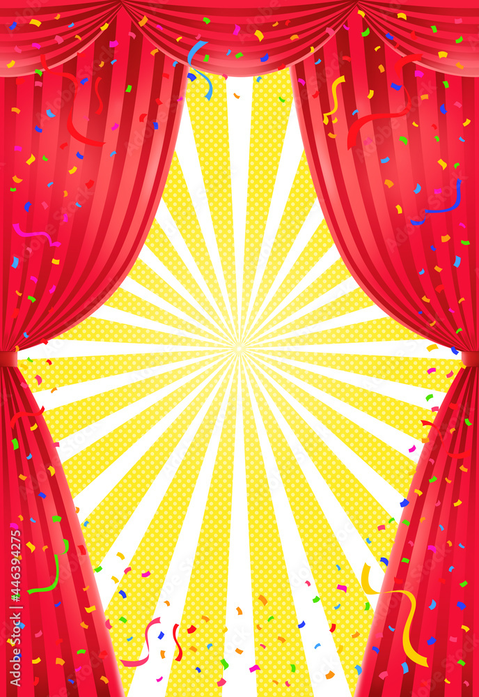 ステージカーテン 放射線 紙吹雪 イラスト素材 Stock Illustration Adobe Stock