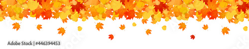 Autumn banner with falling maple leaves