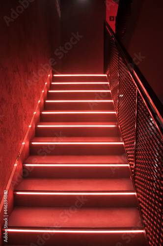 Red stairs with led light
