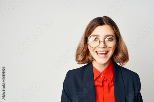 Business woman in suit work posing close-up manager