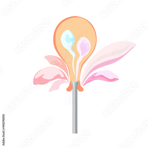 IVF conception. Female organs in the form of a flower. Child reproductive conception concept. Template for a logo. Vector illustration.
