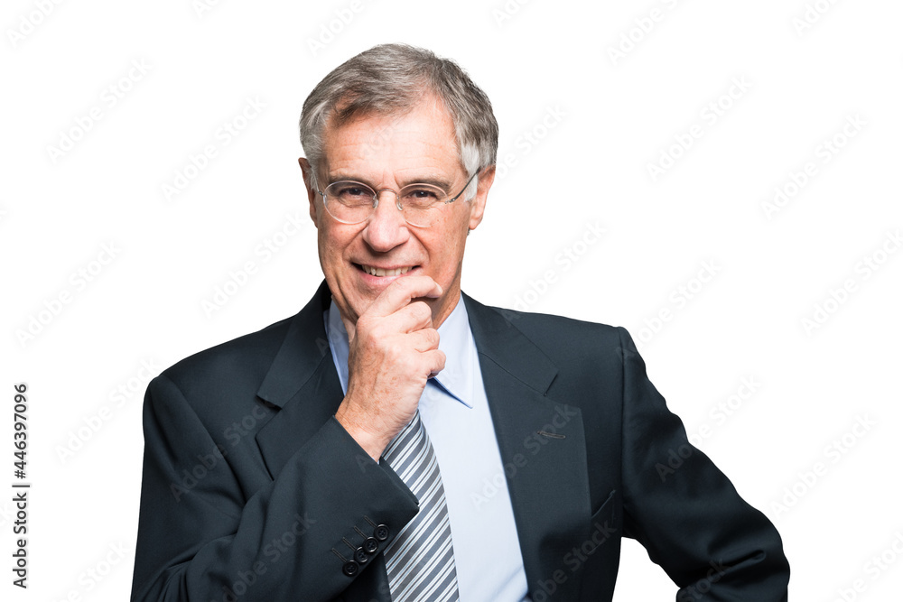 Smiling pensive businessman, isolated on white Smiling pensive businessman, isolated on white