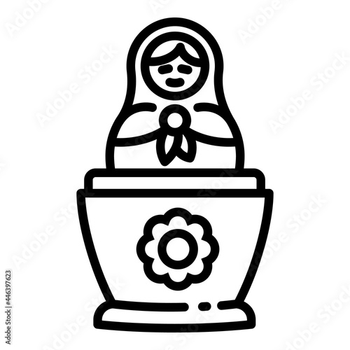 Baby nesting doll icon. Outline baby nesting doll vector icon for web design isolated on white background