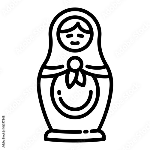 Traditional nesting doll icon. Outline traditional nesting doll vector icon for web design isolated on white background