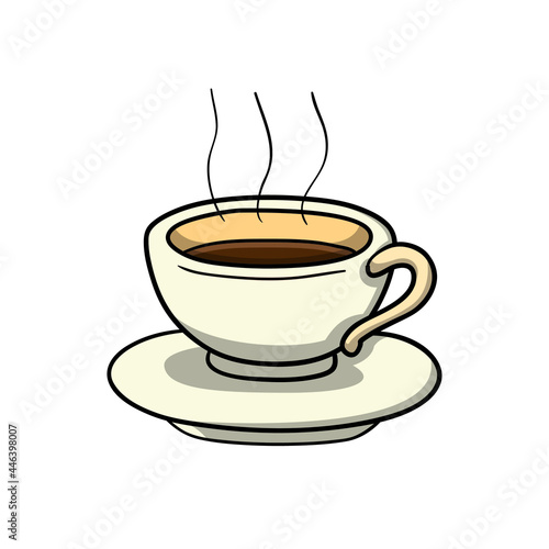 Cup of coffee. Drink icon. Doodle cartoon vector illustration. 