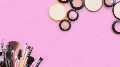 collection of make up and cosmetic beauty products arranged 