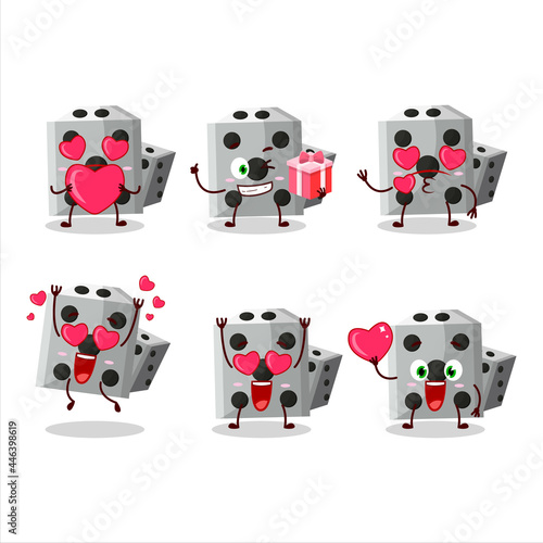 White dice new cartoon character with love cute emoticon