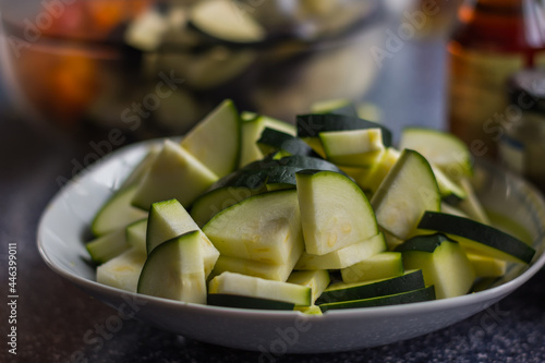 fresh cut vegetables in a plate while cooking healthy food