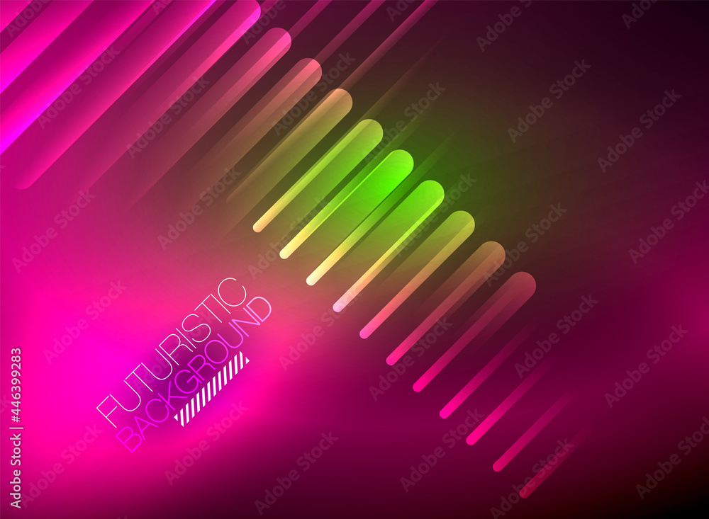 Bright neon color techno abstract background, shiny glowing neon lines in the dark background Bright neon color techno abstract background, shiny glowing neon lines in the dark background