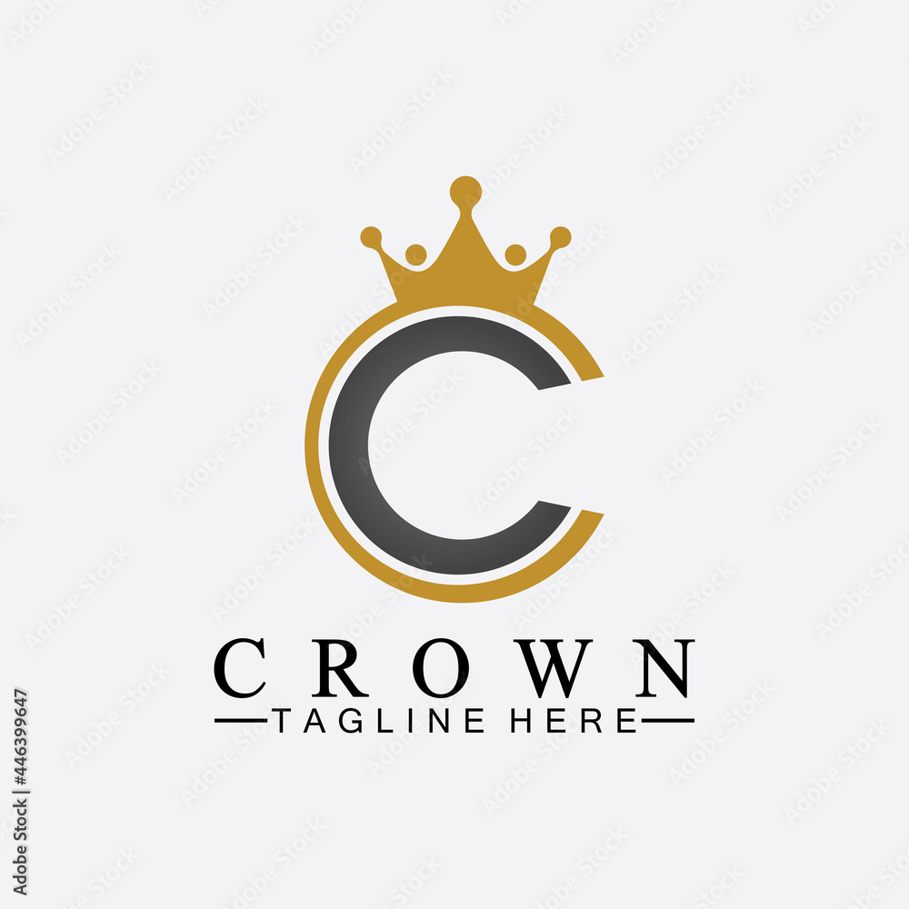 Fototapeta premium C initial Crown logo designs vector illustration design