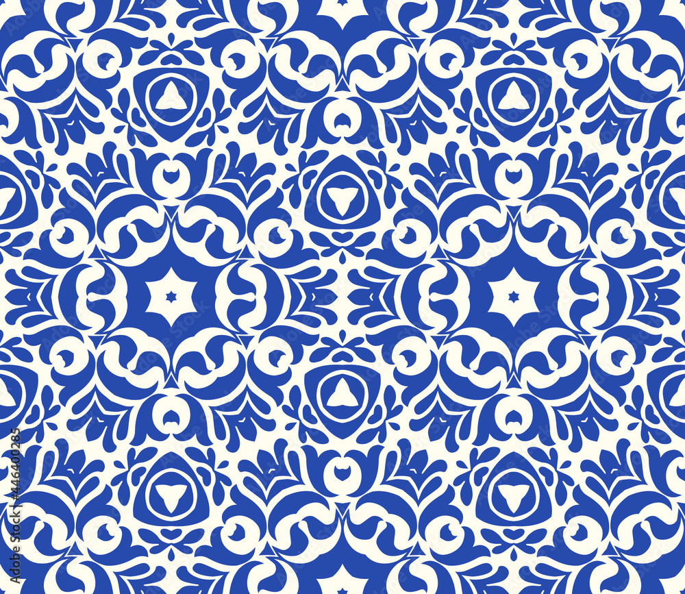Fototapeta premium Decorative vector seamless pattern with ornamental shapes, arabesque background design.