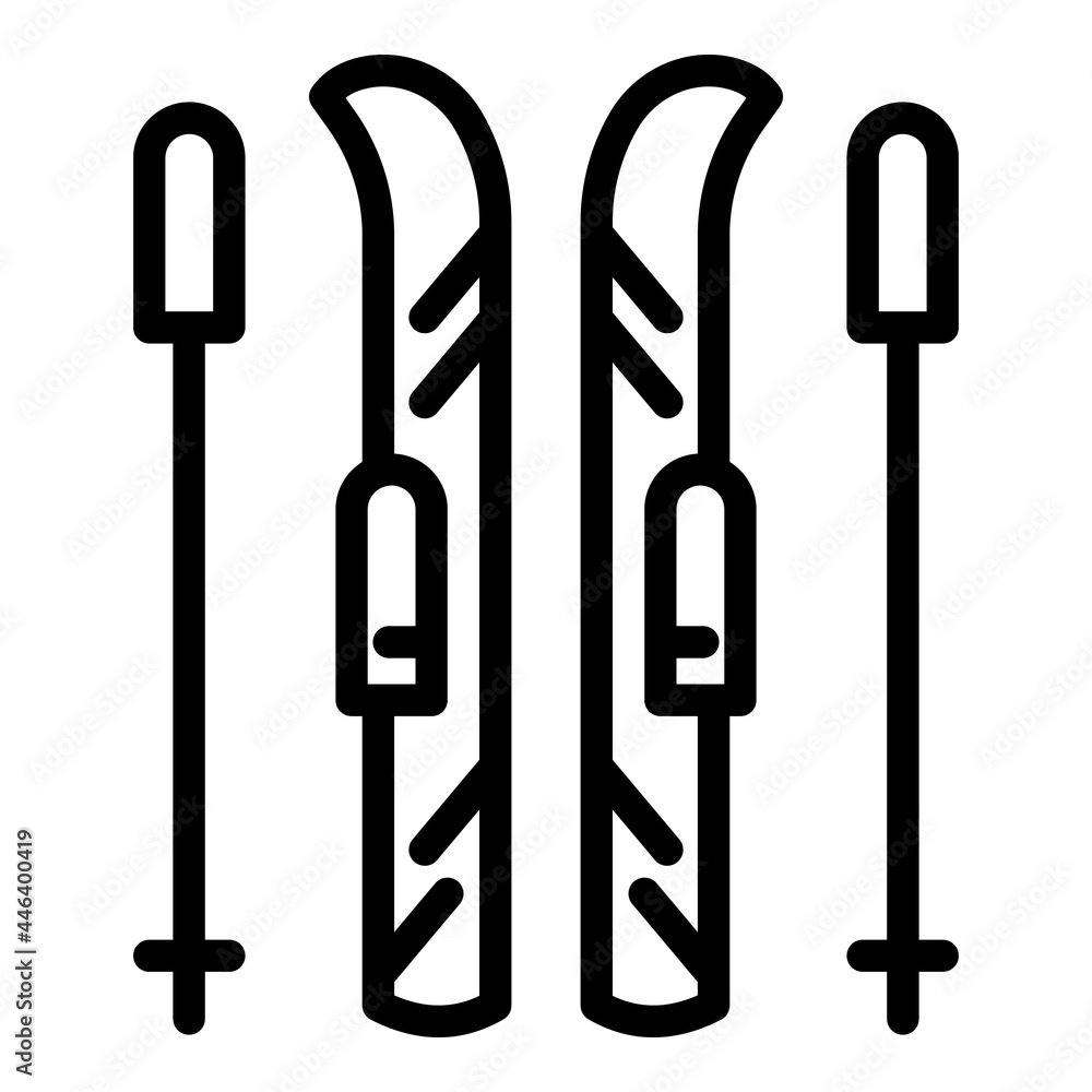 Ski equipment icon. Outline ski equipment vector icon for web design isolated on white background Ski equipment icon. Outline ski equipment vector icon for web design isolated on white background