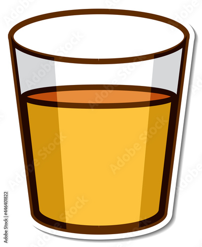 Sticker glass of orange juice on white background