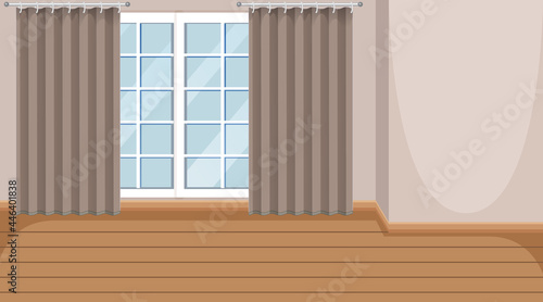 Empty room with window and wooden parquet floor