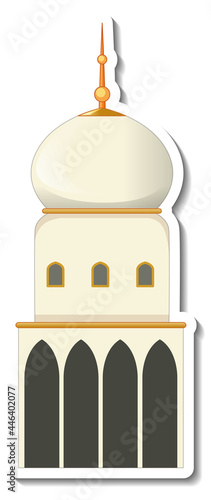 A sticker template with Mosque building isolated