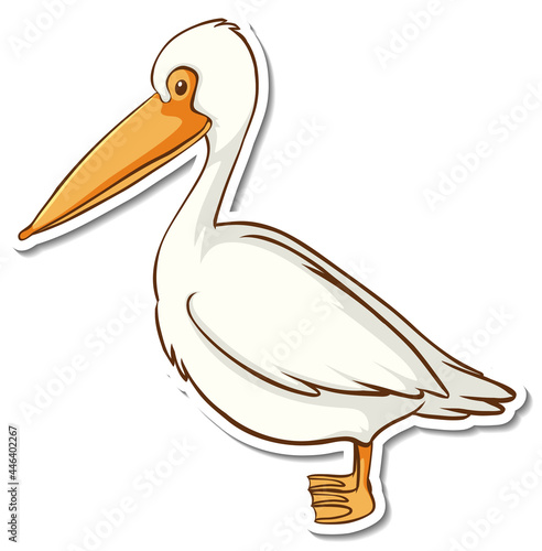 Sticker design with pelican bird isolated
