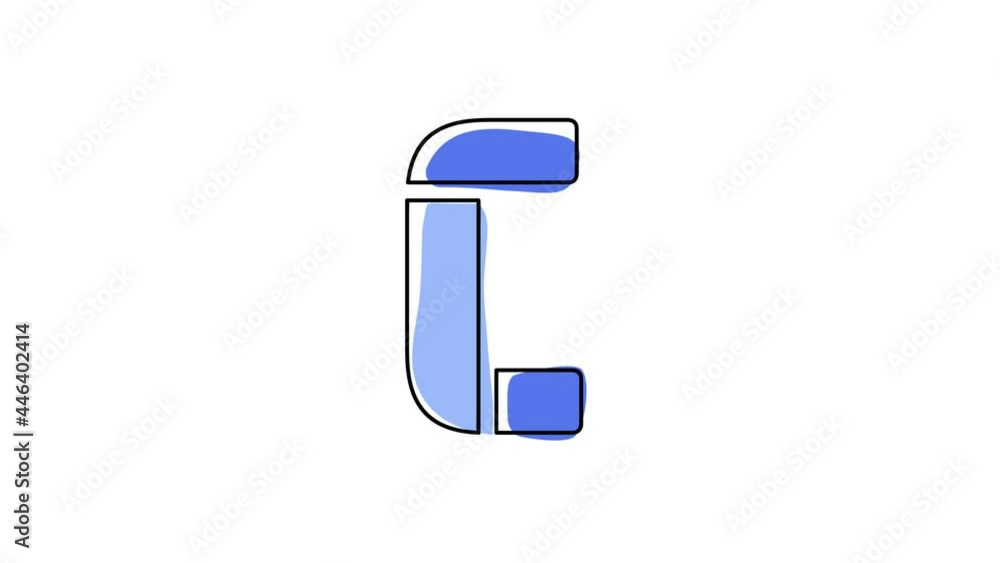 Letter C. 4K video. Blue font animated isolated on clear white background. Contrasting symbol, moving mobile form, black outline. Capital Letter C for software, user interface, mobile app, game. Letter C. 4K video. Blue font animated isolated on clear white background. Contrasting symbol, moving mobile form, black outline. Capital Letter C for software, user interface, mobile app, game.