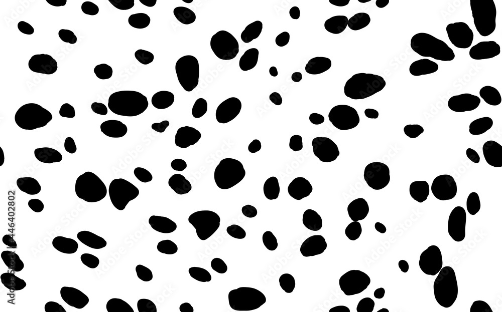 Abstract modern dalmatian fur seamless pattern. Animals trendy background. Black and white decorative vector illustration for print, card, postcard, fabric, textile. Modern ornament of stylized skin Abstract modern dalmatian fur seamless pattern. Animals trendy background. Black and white decorative vector illustration for print, card, postcard, fabric, textile. Modern ornament of stylized skin