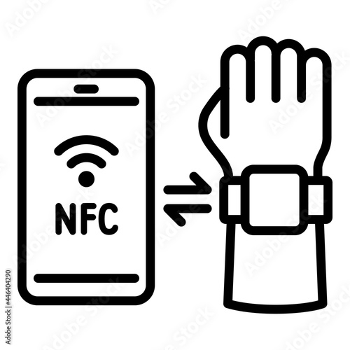 Smartwatch smartphone nfc icon. Outline smartwatch smartphone nfc vector icon for web design isolated on white background