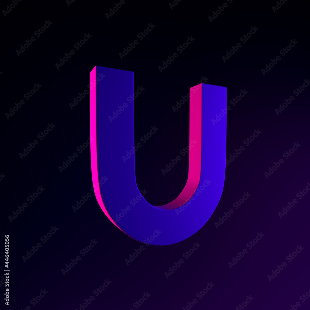 Horseshoe neon magnet icon. 3d rendering ui ux interface element. Dark glowing symbol. Horseshoe neon magnet icon. 3d rendering ui ux interface element. Dark glowing symbol.