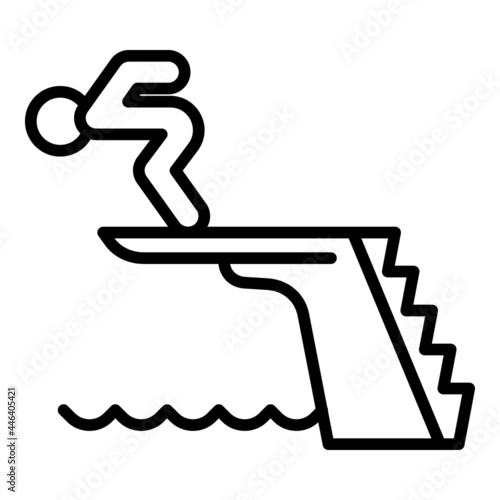 Man jump in pool icon. Outline man jump in pool vector icon for web design isolated on white background