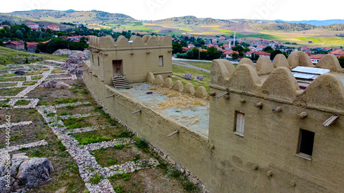 Aerial view of the landscape of Hattusa, Bogazkale, Corum in Turkey photo