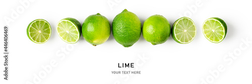 Fresh limes composition and creative banner © ifiStudio