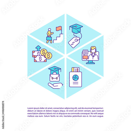 International intern programs concept line icons with text. PPT page vector template with copy space. Brochure, magazine, newsletter design element. Internship overseas linear illustrations on white