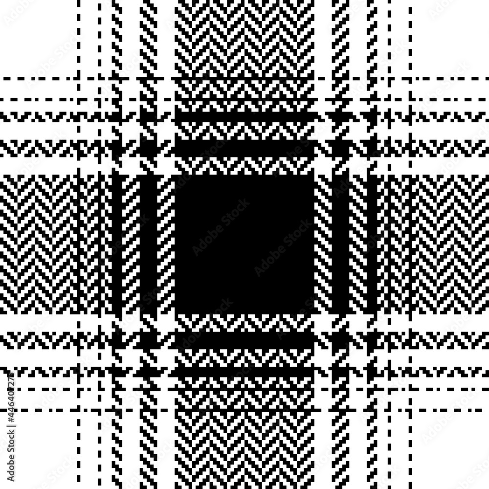 Plaid pattern ombre texture in black and white. Seamless herringbone tartan buffalo check background vector for flannel shirt, blanket, other modern spring summer autumn winter fashion fabric print.