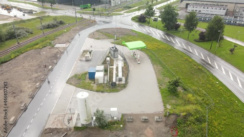 Amsterdam Westpoort, 11th of July 2021, The Netherlands. Hydrogen gas station car refueling station durable sustainable resources. photo