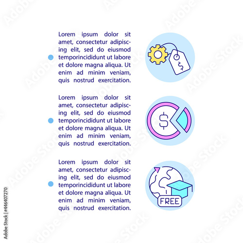 Paid and unpaid internship concept line icons with text. PPT page vector template with copy space. Brochure, magazine, newsletter design element. Opportunity to students linear illustrations on white