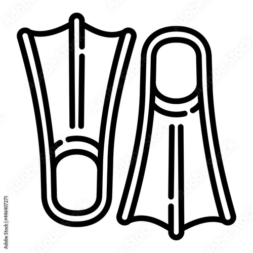 Diving fins icon. Outline diving fins vector icon for web design isolated on white background