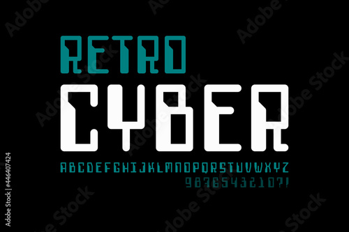 Retro computer style font design, alphabet letters and numbers vector illustration
