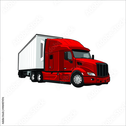 Tractor Truck Vector with Trailer