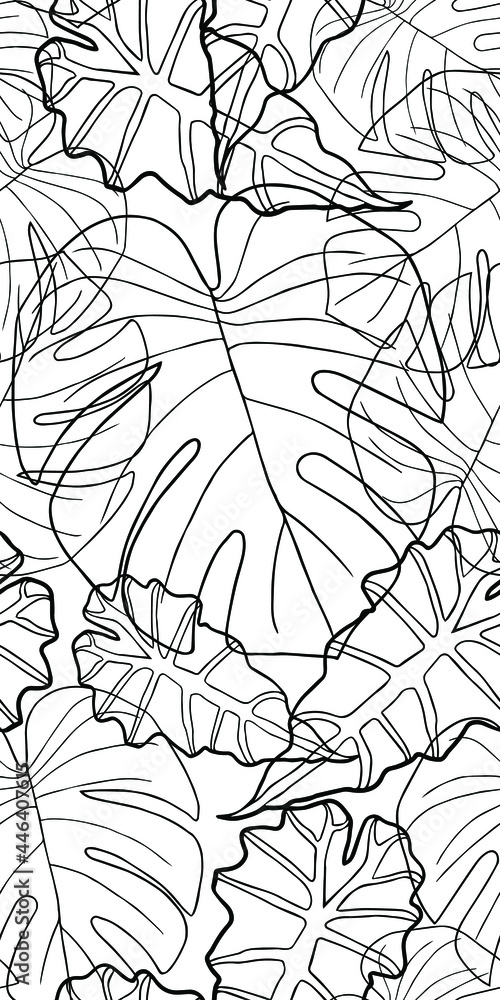 Seamless pattern of linear leaves vector Seamless pattern of linear leaves vector