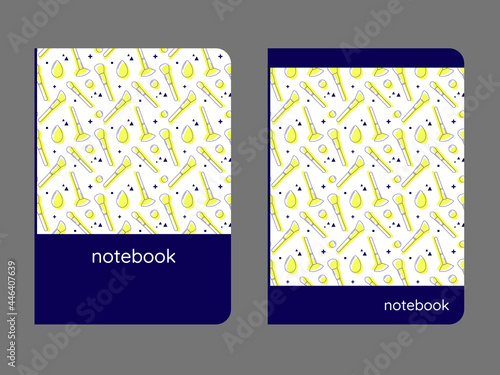 Cover for notebook, sketchbook, planner, diary with makeup brushes
