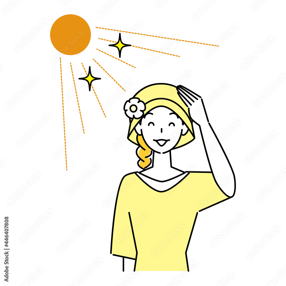 熱中症対策 太陽の下でuvカットの帽子をかぶっている笑顔の可愛い女性 イラスト シンプル ベクター Heat Stroke Prevention A Pretty Smiling Woman Wearing A Uv Protective Hat In The Sun Simple Illustration Vector Stock Vektorgrafik Adobe Stock 熱中症対策 太陽の下でuvカットの帽子をかぶっている笑顔の可愛い女性 イラスト シンプル ベクター Heat Stroke Prevention A Pretty Smiling Woman Wearing A Uv Protective Hat In The Sun Simple Illustration Vector Stock Vektorgrafik Adobe Stock