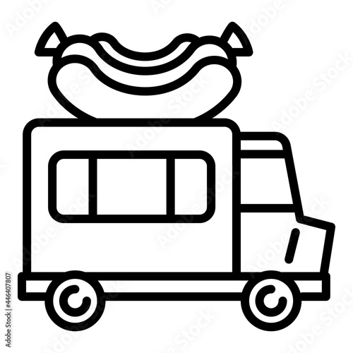 American hot dog truck icon. Outline american hot dog truck vector icon for web design isolated on white background