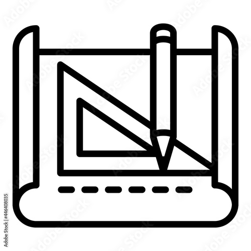 Architect pencil angle ruler icon. Outline architect pencil angle ruler vector icon for web design isolated on white background