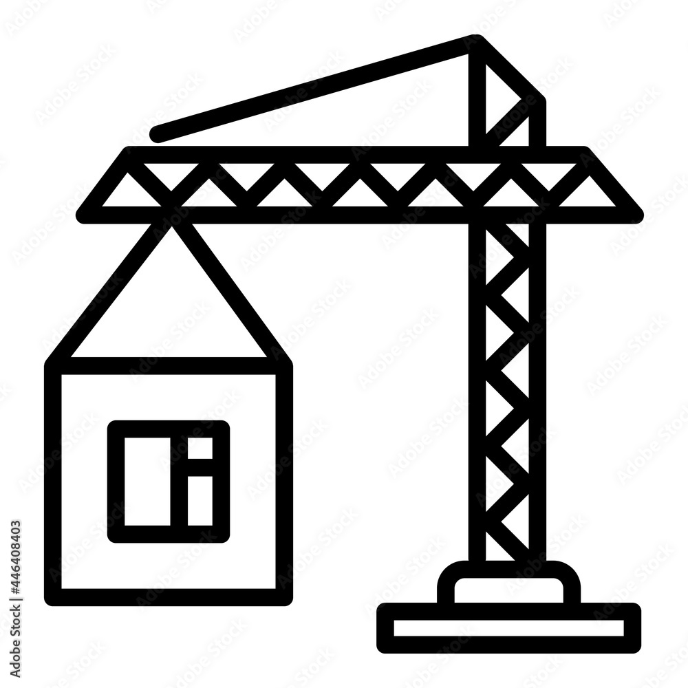 Construction crane icon. Outline construction crane vector icon for web design isolated on white background Construction crane icon. Outline construction crane vector icon for web design isolated on white background