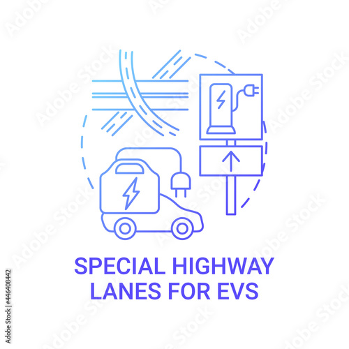 EV special highway lanes concept icon. Eco-friendly car integral part life routes abstract idea thin line illustration. Green useful features and facilities. Vector isolated outline color drawing.