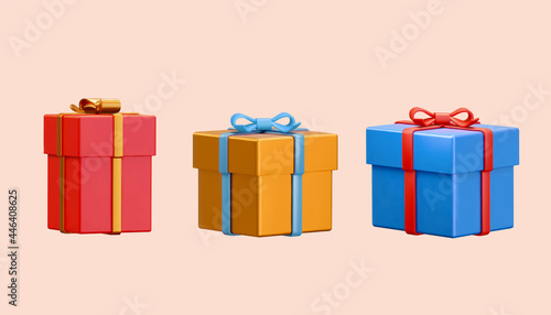 3d gift boxes with ribbon bow