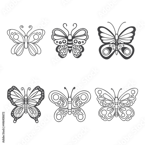 vector isolated set of butterflies