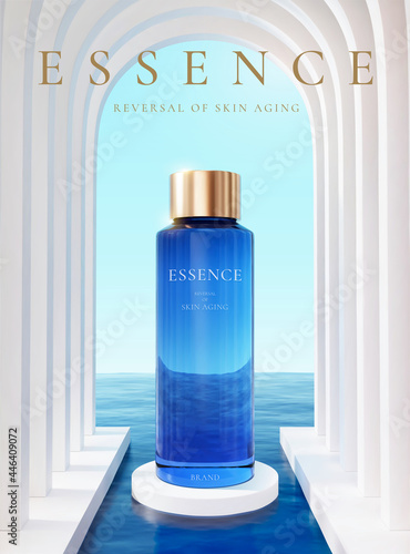 Serum ad with white arch corridor