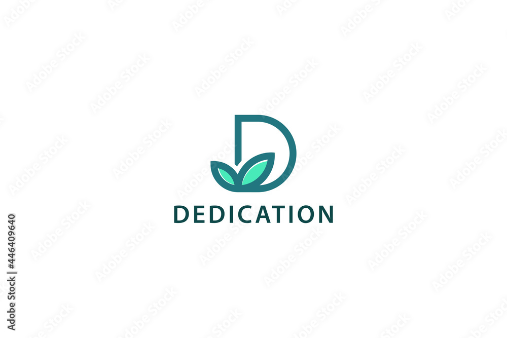 Letter D blue color natural leafy dedication ecological friendly business logo Letter D blue color natural leafy dedication ecological friendly business logo
