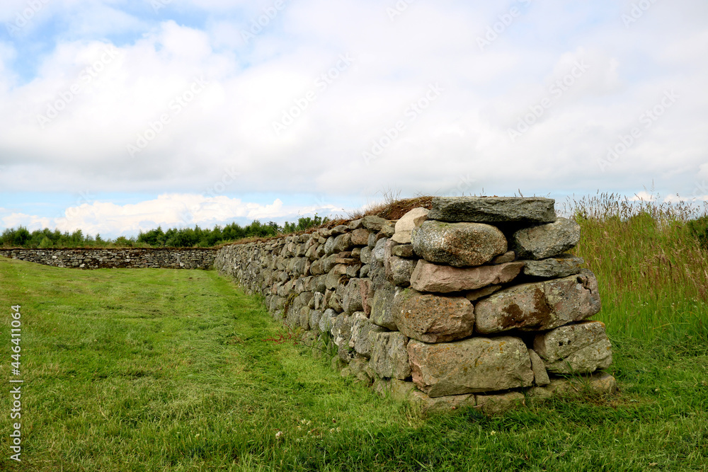 Stone Built Wall Topped with Turf in a Country Location