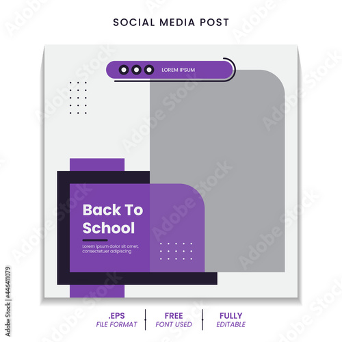 Back to school education admission for social media post banner template