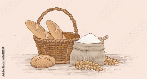 Engraved bread and baking utensils