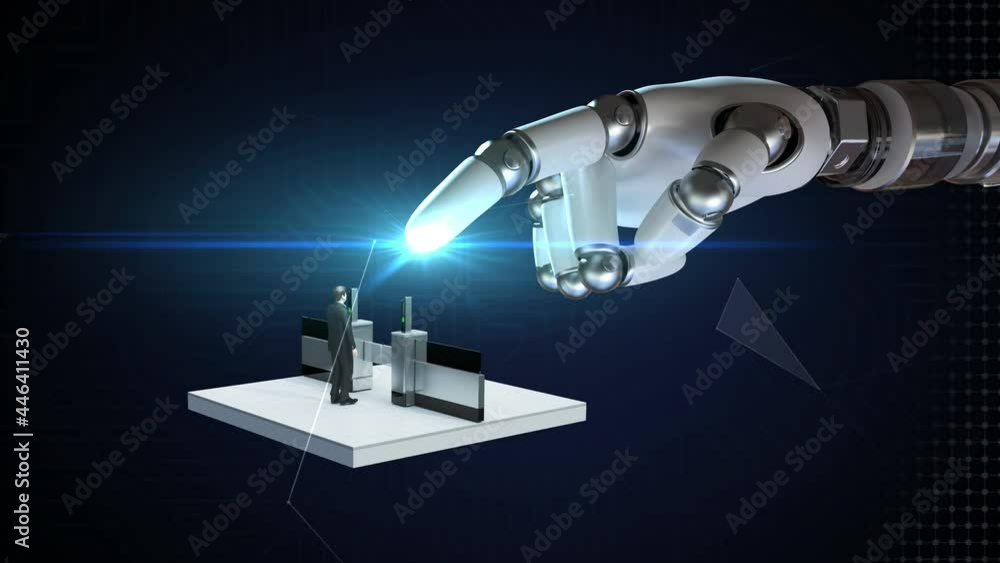 Robot Points Vidéo Stock When the robot points with a finger, A gate that confirms ...